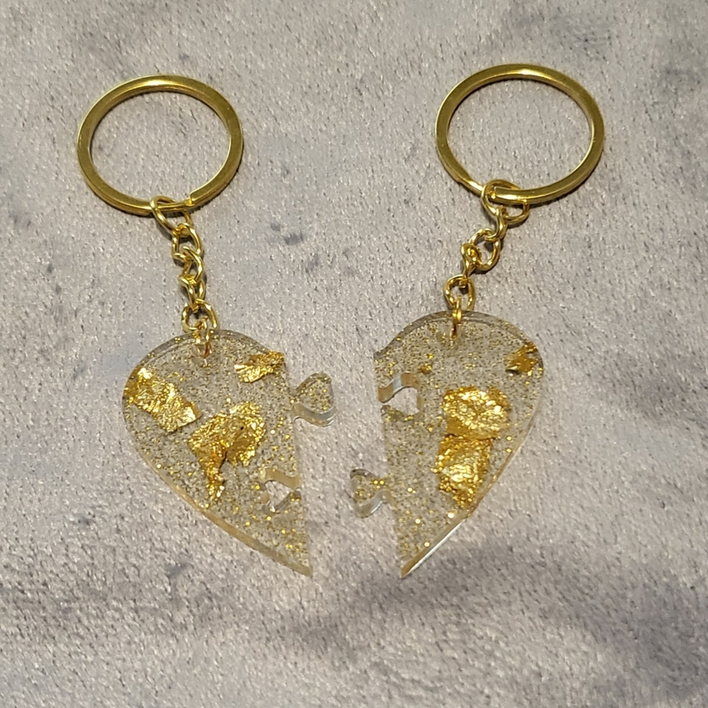 heart-shaped puzle piece best friend keychains